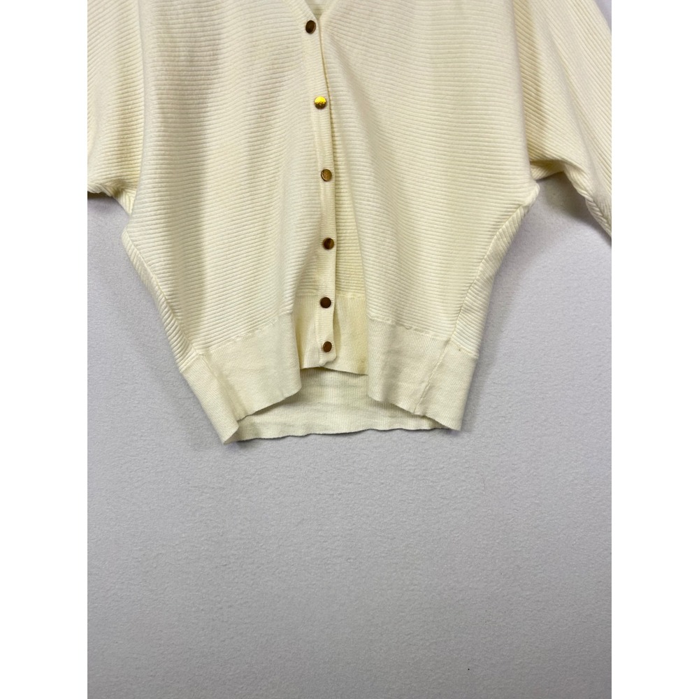 Minimalist Truth by Republic Womens Medium Cream Ribbed Batwing Cardigan Sweater - Picture 5 of 9